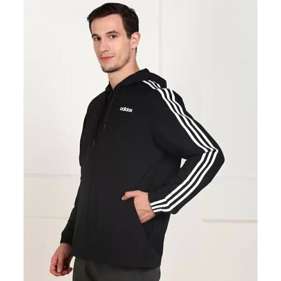 Adidas Activewear Jackets Men's Medium Black & White Essentials 3-Stripes Woven - Picture 2 of 8